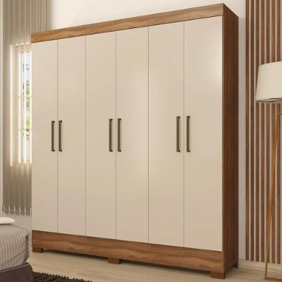 Guarda Roupa Casal Dallas 6 Portas de Giro 2 Gavetas Amêndola Touch-off White