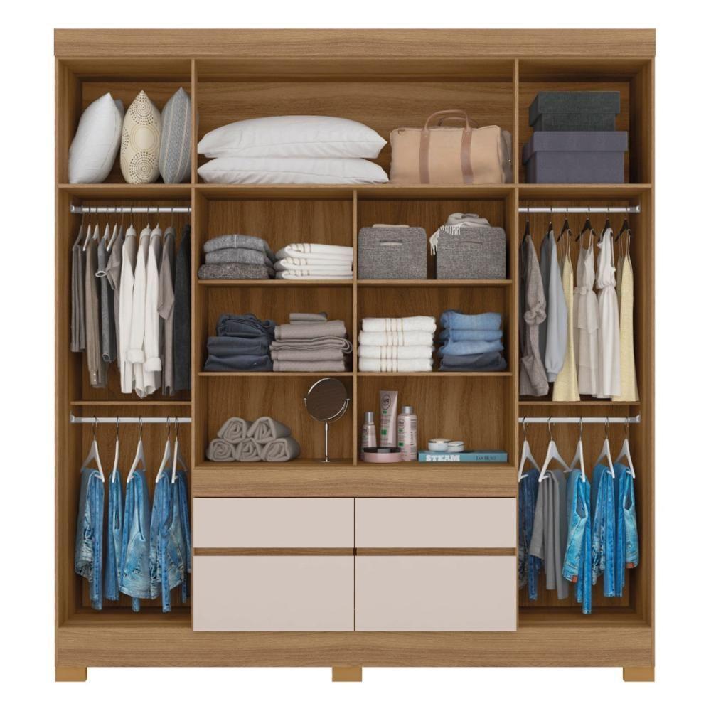 Guarda Roupa Casal 4 Portas E 4 Gavetas Florida - Amêndola Touch-off White Amêndola Touch-off White - 7
