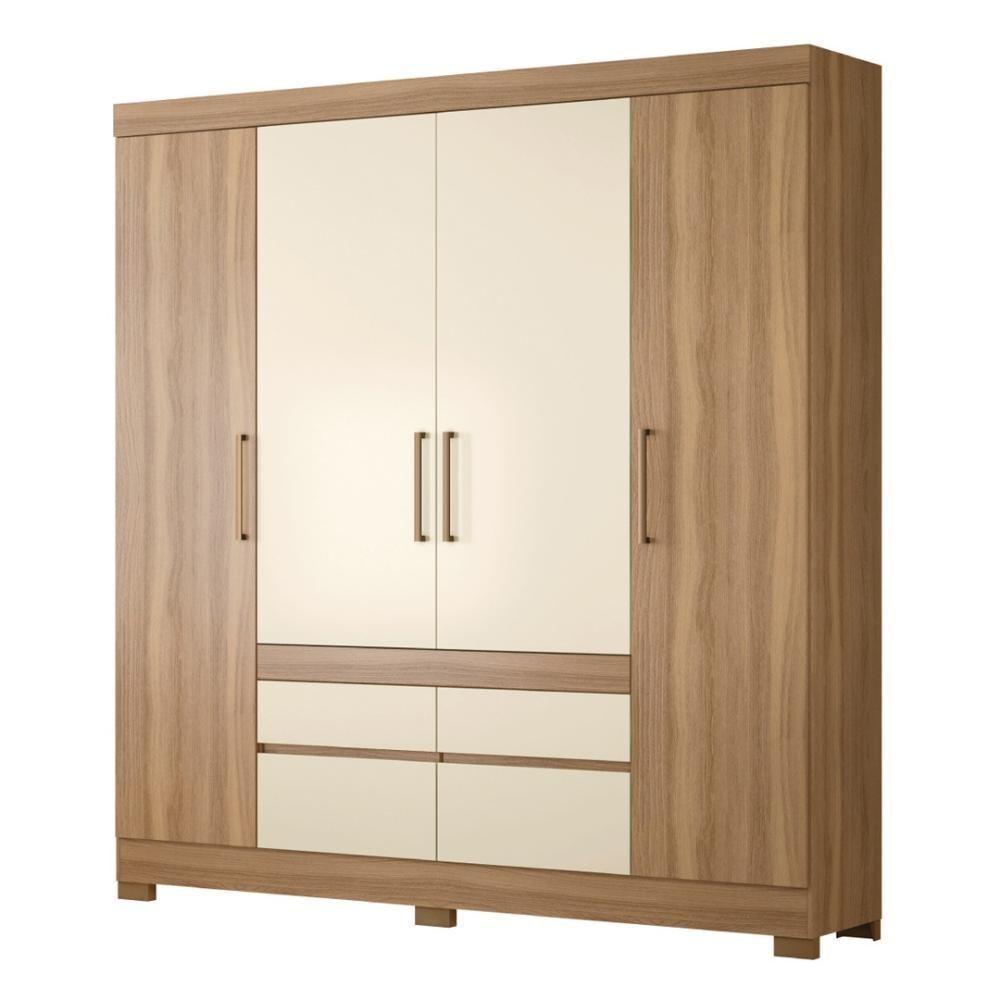 Guarda Roupa Casal 4 Portas E 4 Gavetas Florida - Amêndola Touch-off White Amêndola Touch-off White - 9