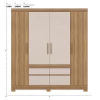 Guarda Roupa Casal 4 Portas E 4 Gavetas Florida - Amêndola Touch-off White Amêndola Touch-off White - 6
