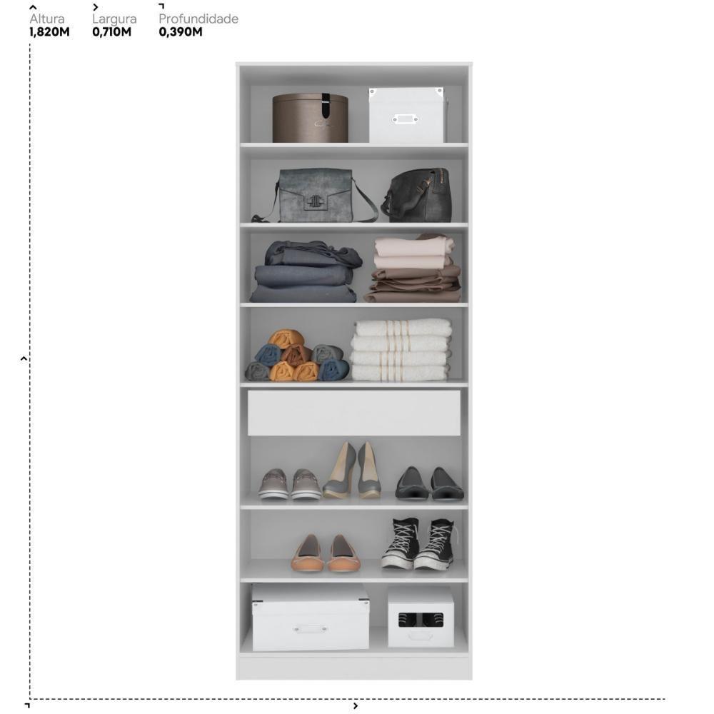 Armário Multiuso Sapateira 2 Portas Com Espelho E 1 Gaveta Austin Branco - 2