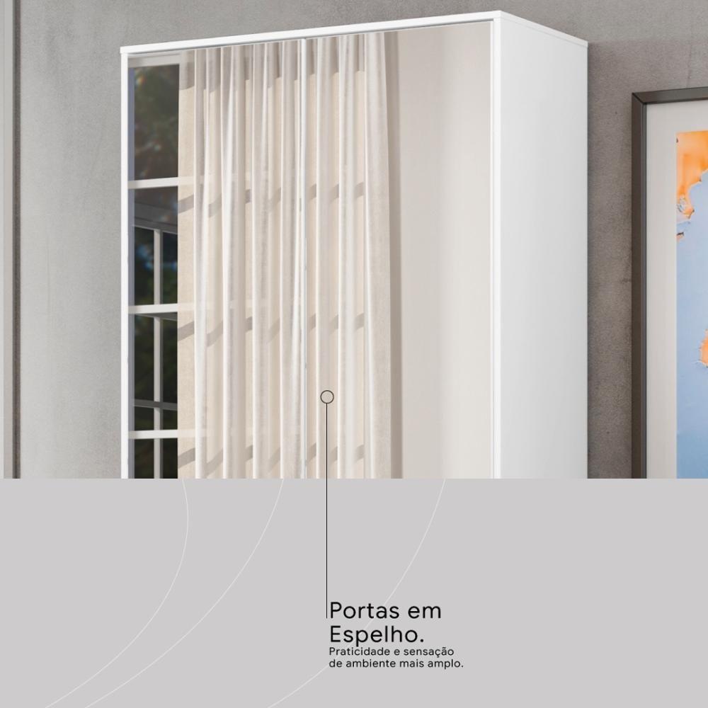 Armário Multiuso Sapateira 2 Portas Com Espelho E 1 Gaveta Austin Branco - 7