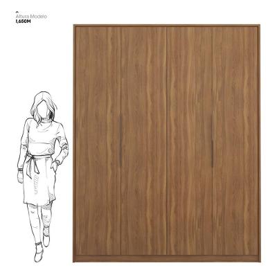 Guarda Roupa Casal Grécia 4 Portas de Bater 3 Gavetas Amêndola Touch MDP