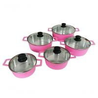 Jogo Panelas De Alumínio Batido Rosa Tampa De Vidro Extang - 2