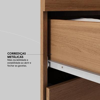 Guarda Roupa Casal Illinois 6 Portas de Bater 2 Gavetas Amêndola Touch-Off White