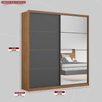 Guarda Roupa Casal 2 Portas Com Espelho E 3 Gavetas Líbano Amêndola-grafito - 9