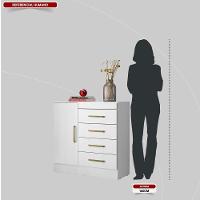 Cômoda 4 Gavetas 1 Porta Com Rodizios Chile Branco-rosa-branco - 9