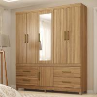 Guarda Roupa Casal 6 Portas Com Espelho E 4 Gavetas Ubatuba Amêndola Touch - 1