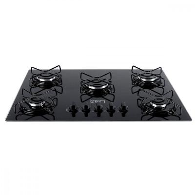 Cooktop Vidro A Gás 5 Bocas 75x52cm Bivolt Preto Tron Preto Bivolt