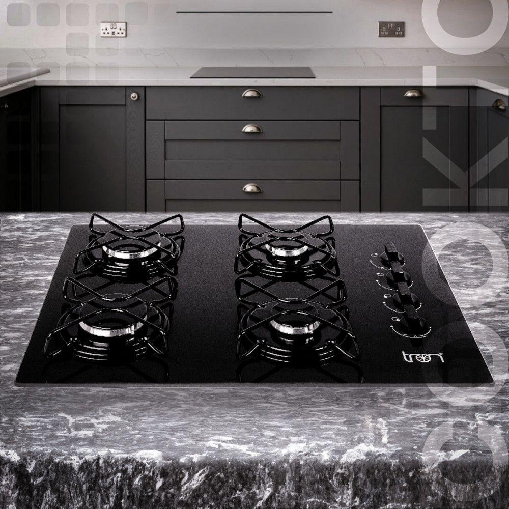 Cooktop Vidro A Gás 4 Bocas 60x46 Bivolt Preto Tron Preto Bivolt - 2