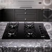 Cooktop Vidro A Gás 4 Bocas 60x46 Bivolt Preto Tron Preto Bivolt - 2