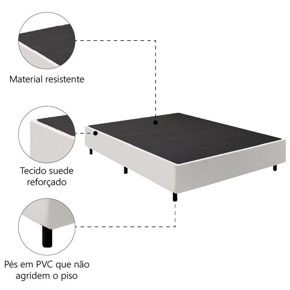 Cama Box Base Casal King 1,93m Suede Marsala Branco - 3