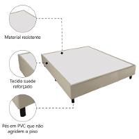 Cama Box Base Casal King 1,93m Suede Marsala Bege - 3