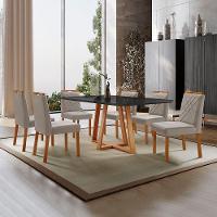 Conjunto Sala De Jantar Mesa Florença 180x90cm Preto Com 6 Cadeiras Dallas Veludo Cinza - 2