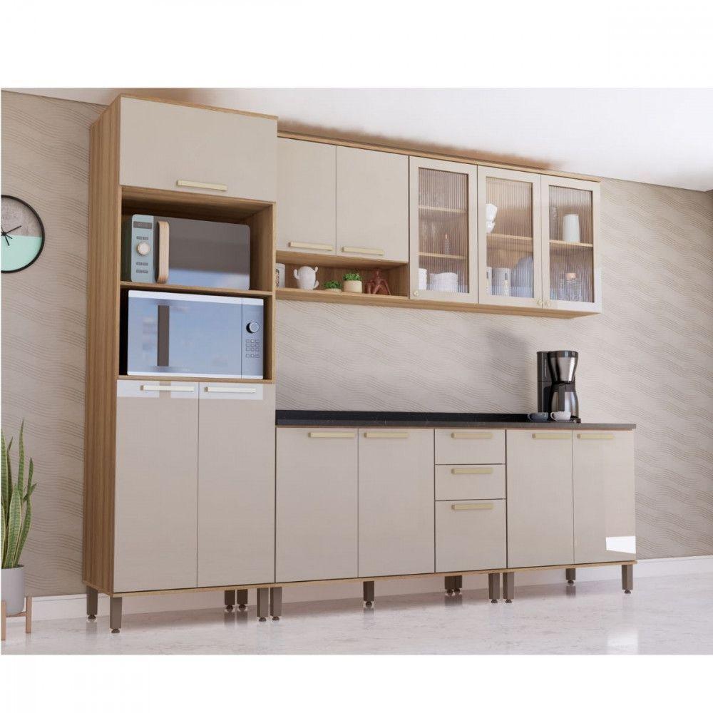 Paneleiro Duplo Para 2 Fornos 3 Portas 70cm Luciane Isis Avela/mocca - 4