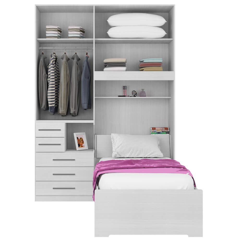 Dormitório De Solteiro Sem Cama 1225s Esquerdo Branco - 5