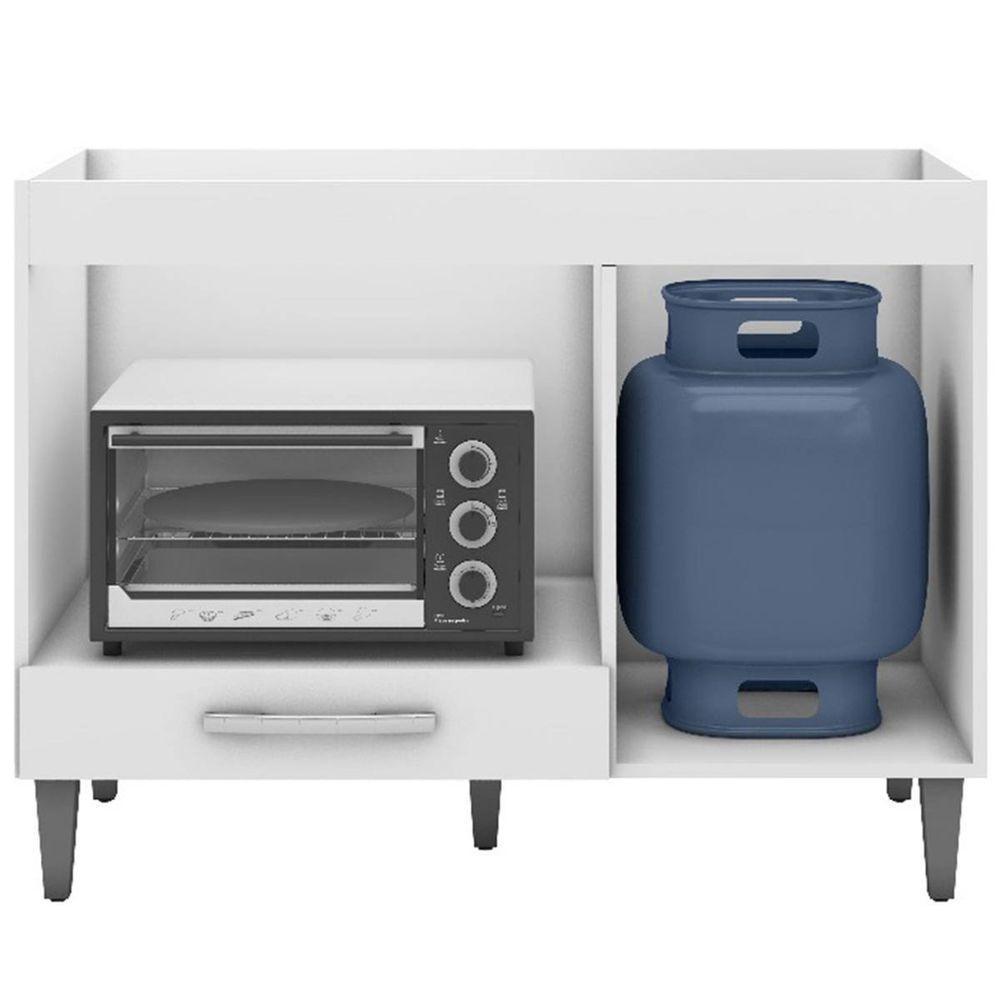 Balcão Para Cooktop Cátia 1 Porta Com Tampo Amêndoa Preto - 6