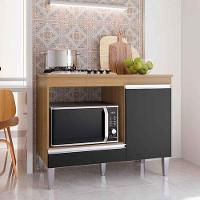 Balcão Para Cooktop Cátia 1 Porta Com Tampo Amêndoa Preto