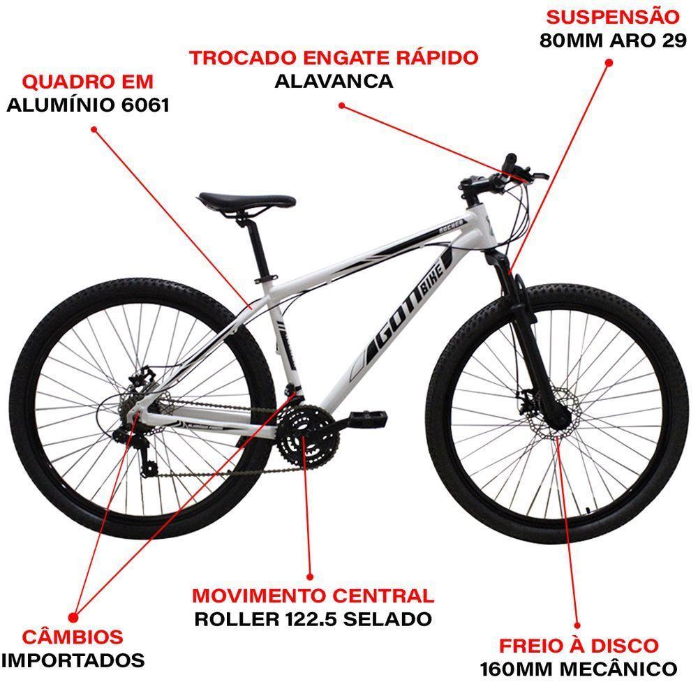 Bicicleta Aro 29 Alumínio Branco E Preto Gott Rocker Freios A Disco Suspensão 21v - 2