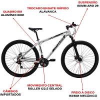 Bicicleta Aro 29 Alumínio Branco E Preto Gott Rocker Freios A Disco Suspensão 21v - 2