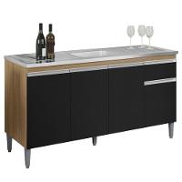 Balcão De Pia Tatiane 150 Cm Amêndoa Preto - Ajl - 1