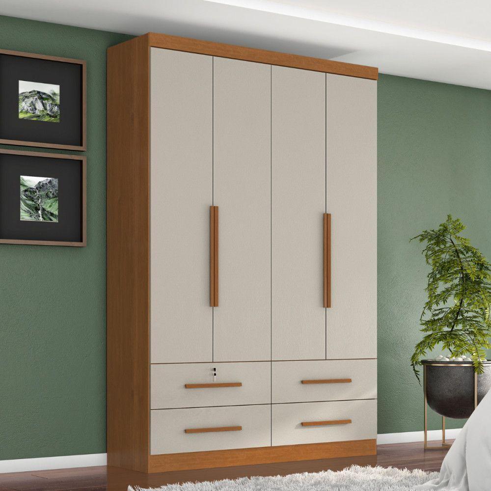Guarda Roupa Solteiro Maximu 4 Portas Cinamomo Areia Zanzini Cinamomo/areia - 2