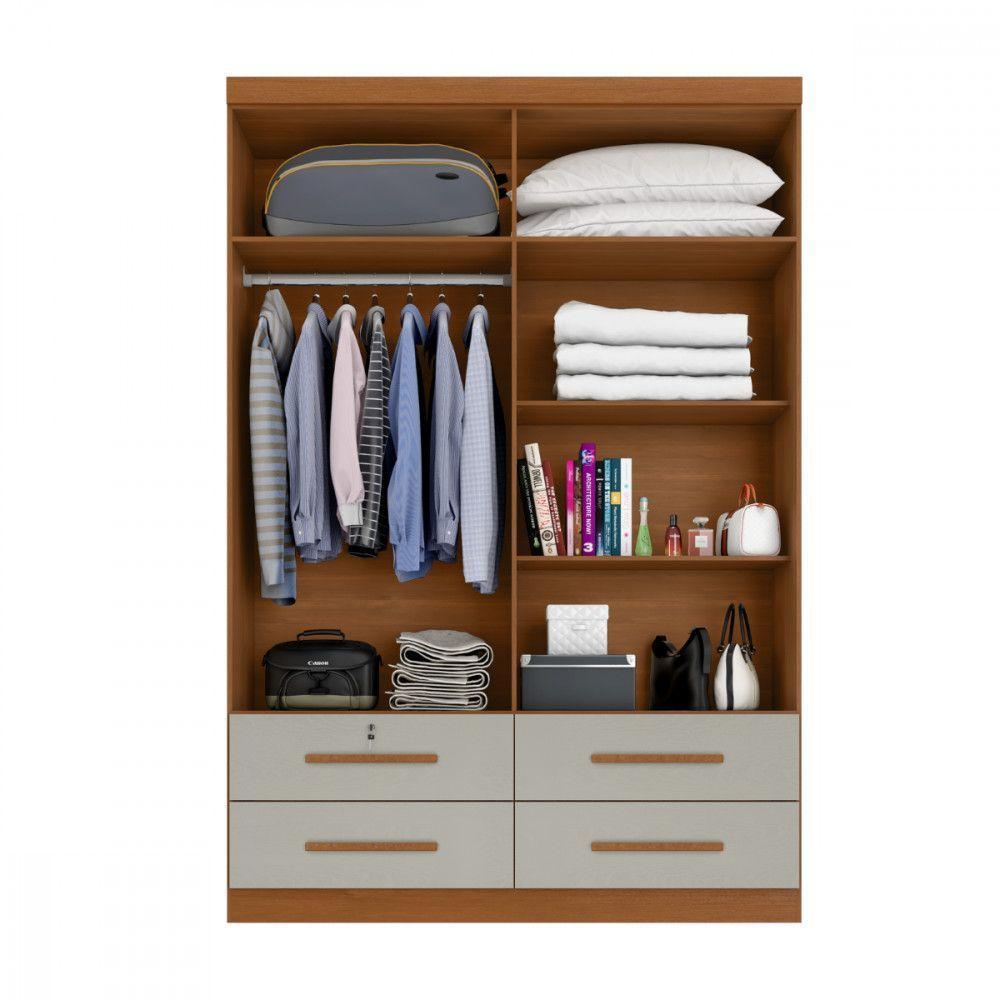 Guarda Roupa Solteiro Maximu 4 Portas Cinamomo Areia Zanzini Cinamomo/areia - 3