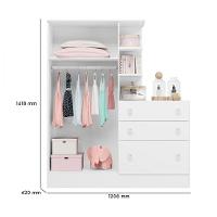 Guarda Roupa Infantil Doce Sonho 2 Portas 3 Gavetas Branco - 2