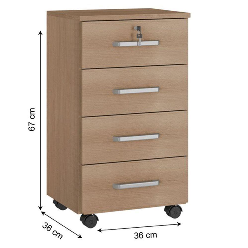 Kit 2 Gaveteiros Para Escritório Gávea Com Chave Freijó Fosco - Móveis Leão - 2