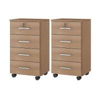 Kit 2 Gaveteiros Para Escritório Gávea Com Chave Freijó Fosco - Móveis Leão - 1