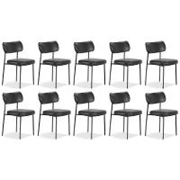 Cadeira De Jantar Estofada Kit 10 Milli A14 Sintético Preto - Mpozenato - 1