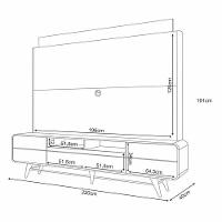 Estante Home Theater Nobre Off White Cinamomo E Mesa De Centro Sky Com Tampo De Vidro Cinamomo - Hb Móveis