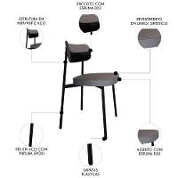 Cadeira De Jantar Estofada Kit 2 Ella M25 Linho Cinza/preto - Mpozenato - 6