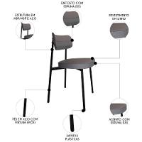 Cadeira De Jantar Estofada Kit 2 Ella M25 Linho Cinza - Mpozenato - 3