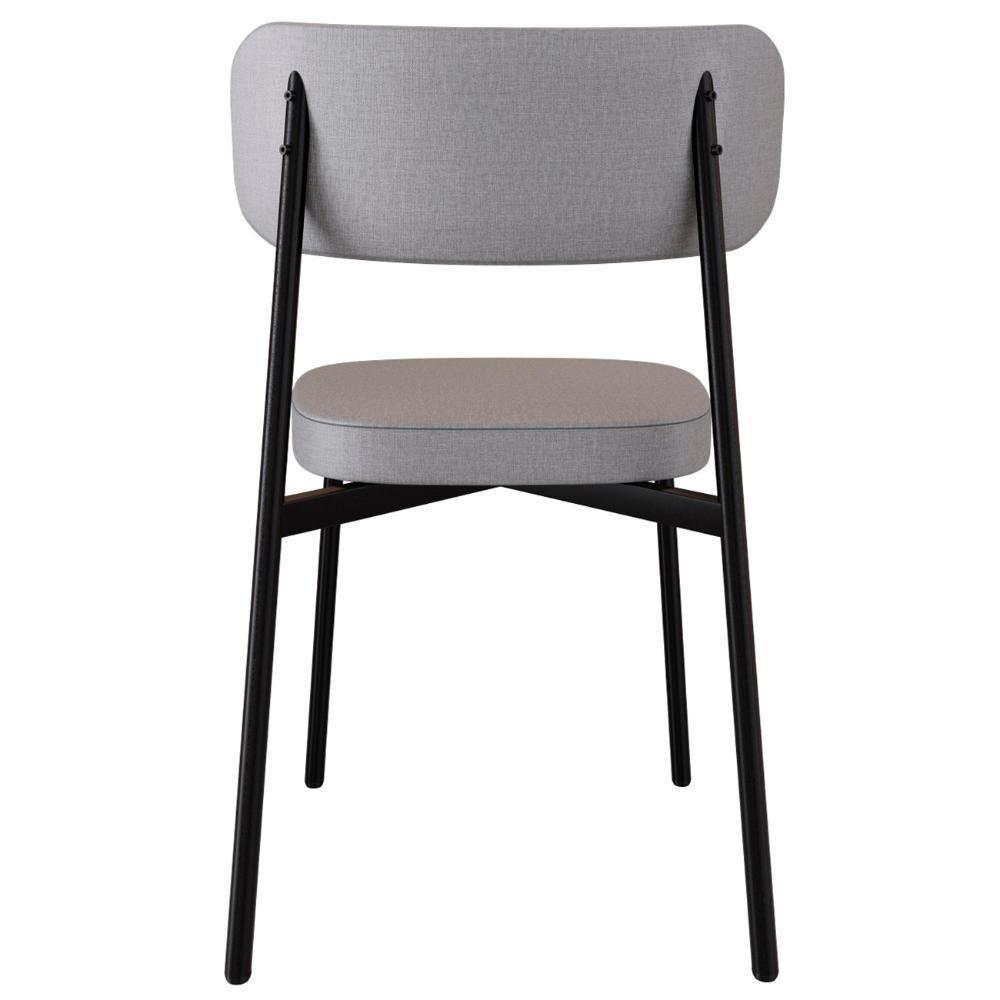 Cadeira De Jantar Estofada Kit 2 Ella M25 Linho Cinza Cl/preto - Mpozenato - 7