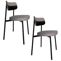 Cadeira De Jantar Estofada Kit 2 Ella M25 Linho Cinza Cl/preto - Mpozenato - 1