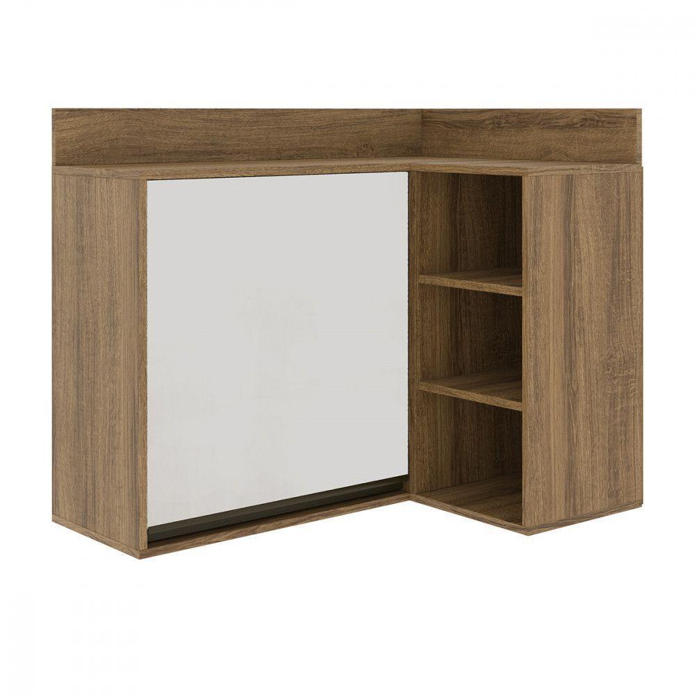 Armario Aéreo De Canto Confort Com Nicho Batrol Cinamomo Com Off White - 1