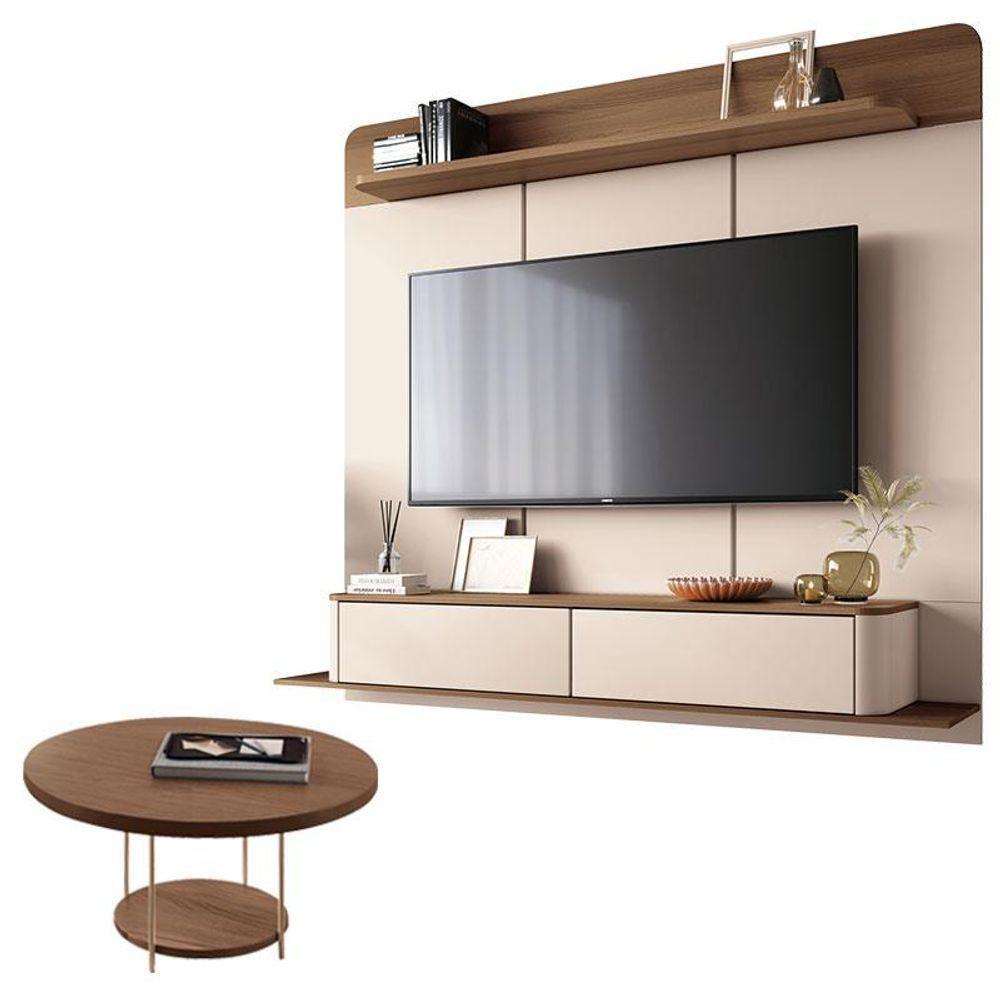 Home Suspenso Galax Castanho Off White E Mesa De Centro Sky Castanho- Hb Móveis - 1