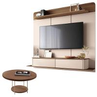 Home Suspenso Galax Castanho Off White E Mesa De Centro Sky Castanho- Hb Móveis - 1