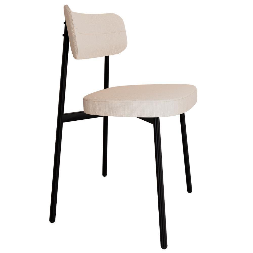 Cadeira De Jantar Estofada Kit 2 Ella M25 Linho Palha - Mpozenato - 5