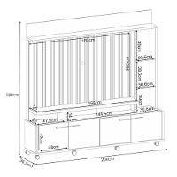 Estante Home Theater Titan Off White Castanho E Mesa De Centro Sky Com Tampo De Vidro Castanho - Hb Móveis - 3