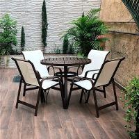 Mesa 90cm Sevilla Ripada Alumínio área Externa Interna Jardim Marrom