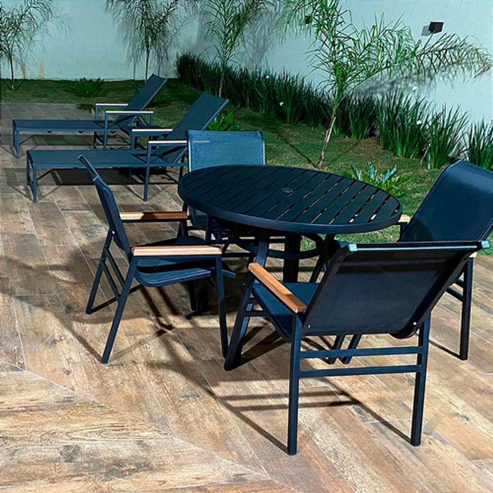 Mesa 90cm Sevilla Ripada Alumínio área Externa Interna Jardim Preto - 4