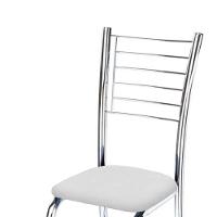 Cadeira De Jantar Lara Cromada Para Cozinha Assento Corino Branco - Aurora Line - 4