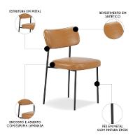 Cadeira De Jantar Estofada Milli A14 Sintético Caramelo - Mpozenato - 3