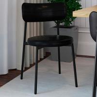 Cadeira De Jantar Estofada Kit 4 Nyka M25 Sintético Preto - Mpozenato - 2