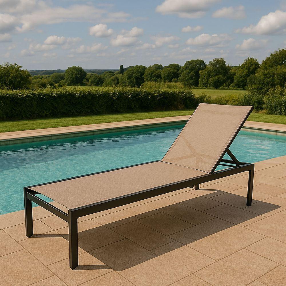 Chaise Cadeira Espreguiçadeira Gaivota Piscina Resistente Sol E Chuva Preto - 2