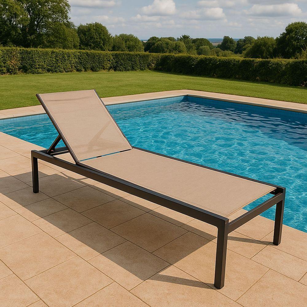 Chaise Cadeira Espreguiçadeira Gaivota Piscina Resistente Sol E Chuva Preto - 3
