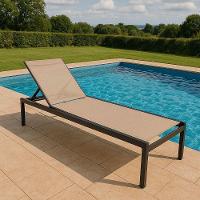 Chaise Cadeira Espreguiçadeira Gaivota Piscina Resistente Sol E Chuva Preto - 3