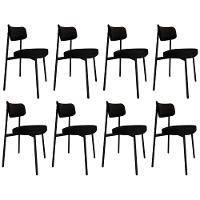 Cadeira De Jantar Estofada Kit 8 Ella M25 Linho Grafite - Mpozenato - 1